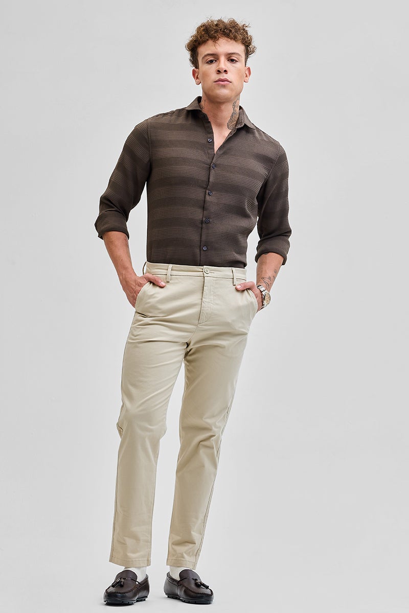 SNITCH Beige Slim Fit Trousers - Image 3